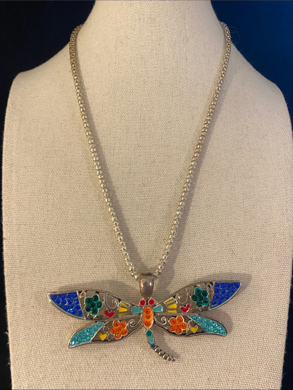 Colorful Dragonfly Statement Necklace – Large 8cm Pendant